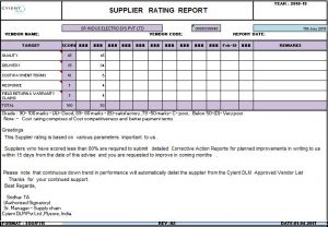 Supplier Rating Report