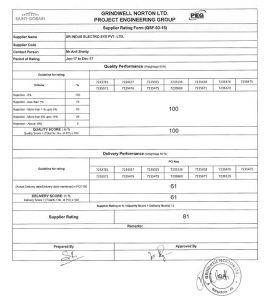 Vendor Ratings-Jan-Dec-17 St.Gobian Seva 100